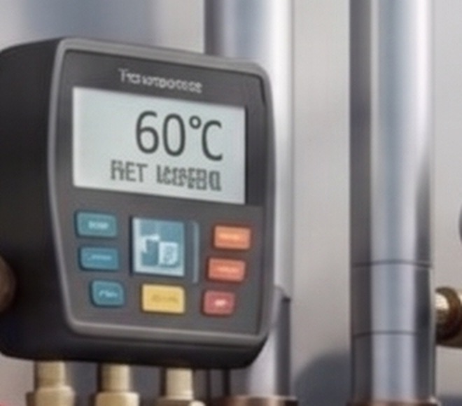 The unit controller showing a 60 °C setpoint